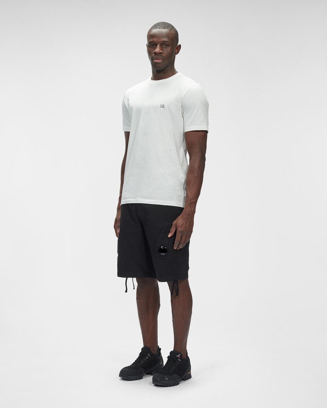 C P Company Blue Logo-Patch Cotton Shorts for men