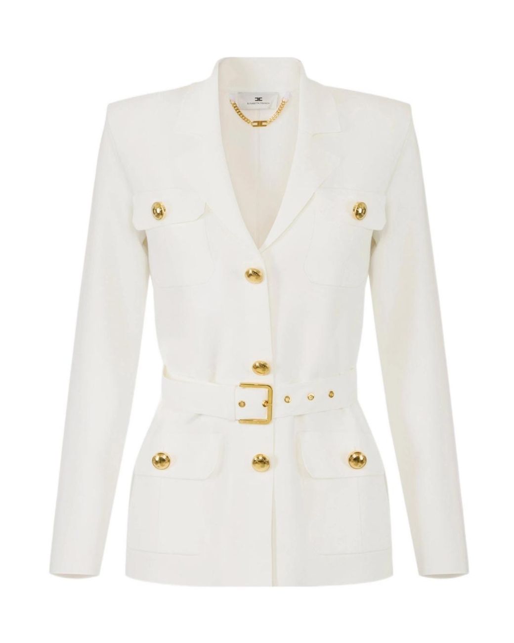 Elisabetta Franchi White Full Milano Stitch Knit Jacket