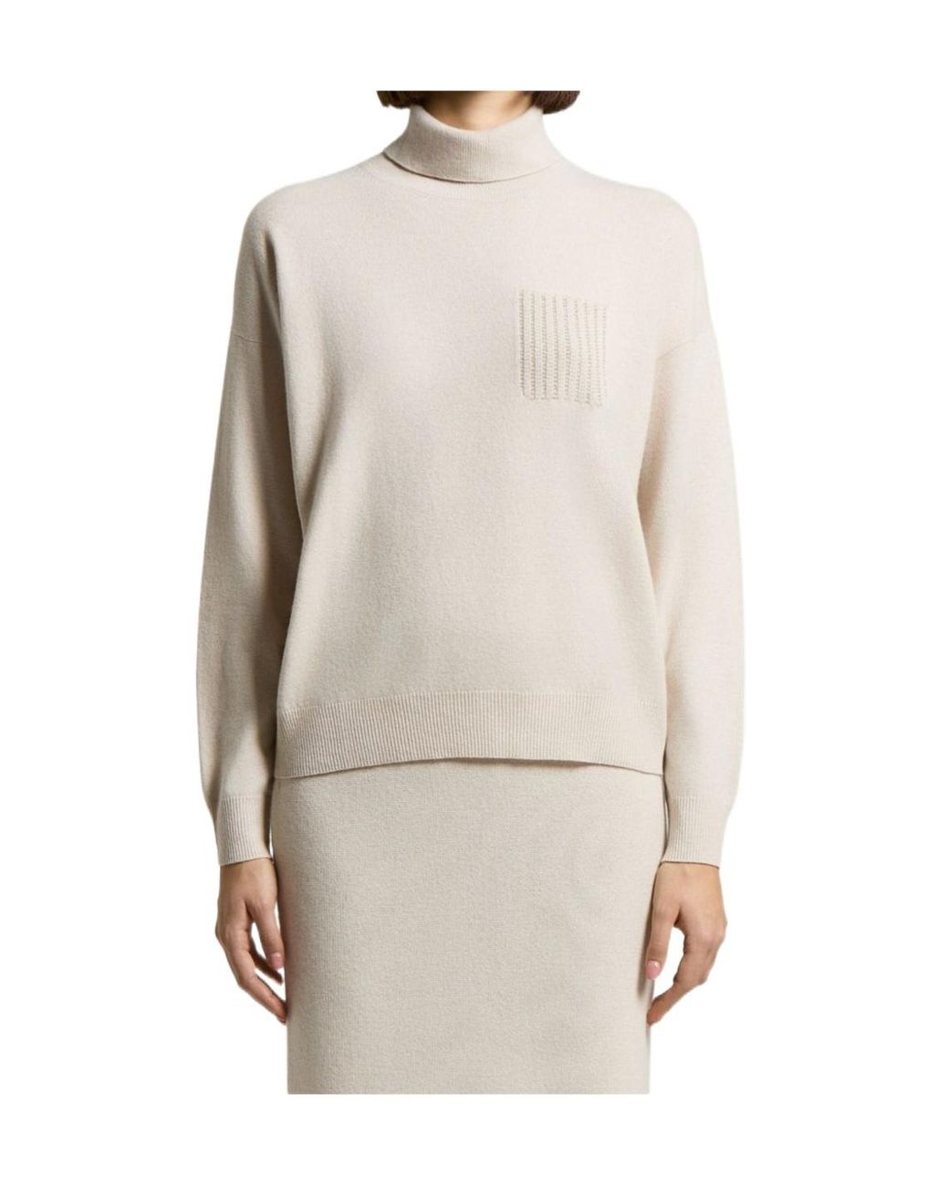 Peserico Natural Patch-Pocket Roll-Neck Jumper