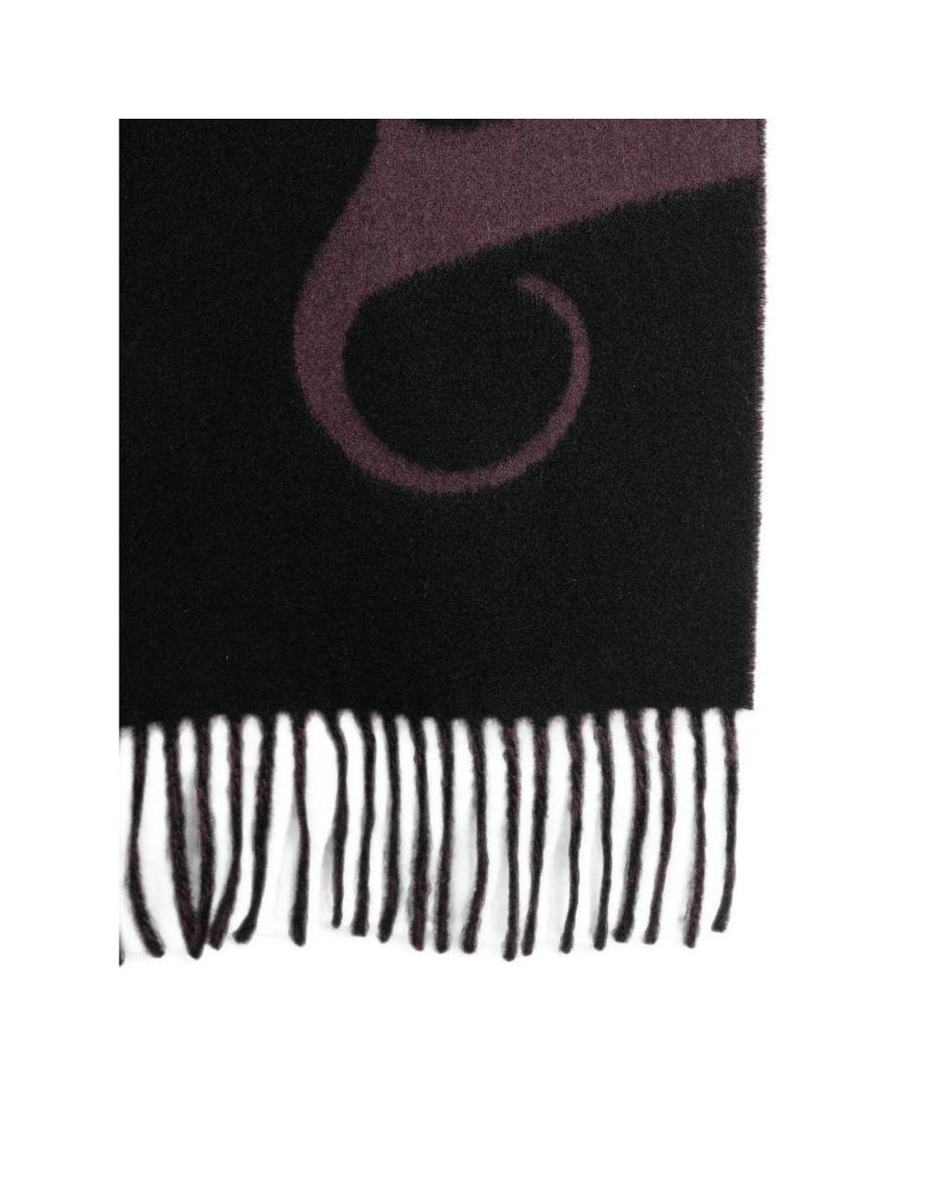 Vivienne Westwood Black Logo-Intarsia Fringed Scarf
