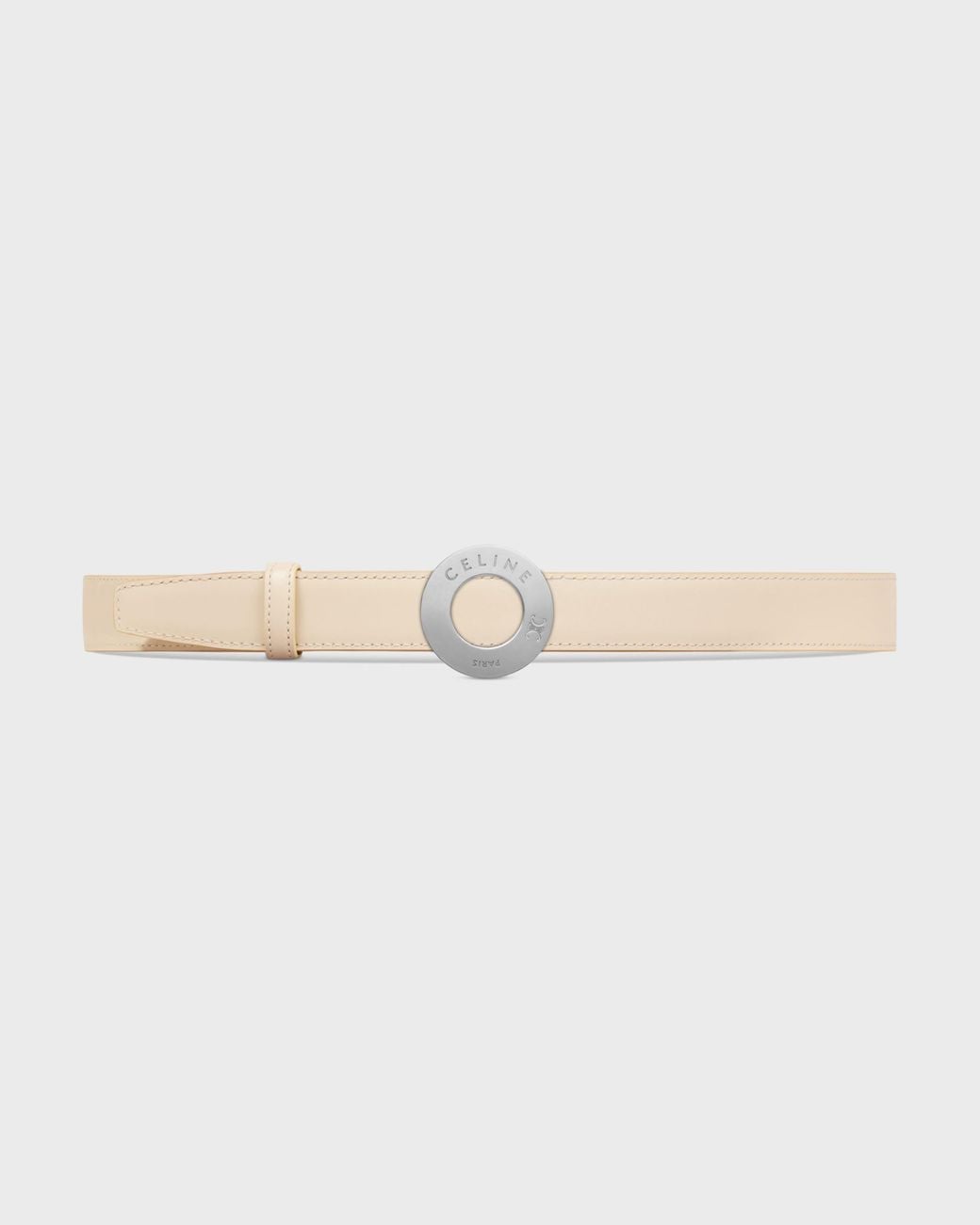 Céline White 25Mm Double-Sided Leather Belt With Disc Buckle