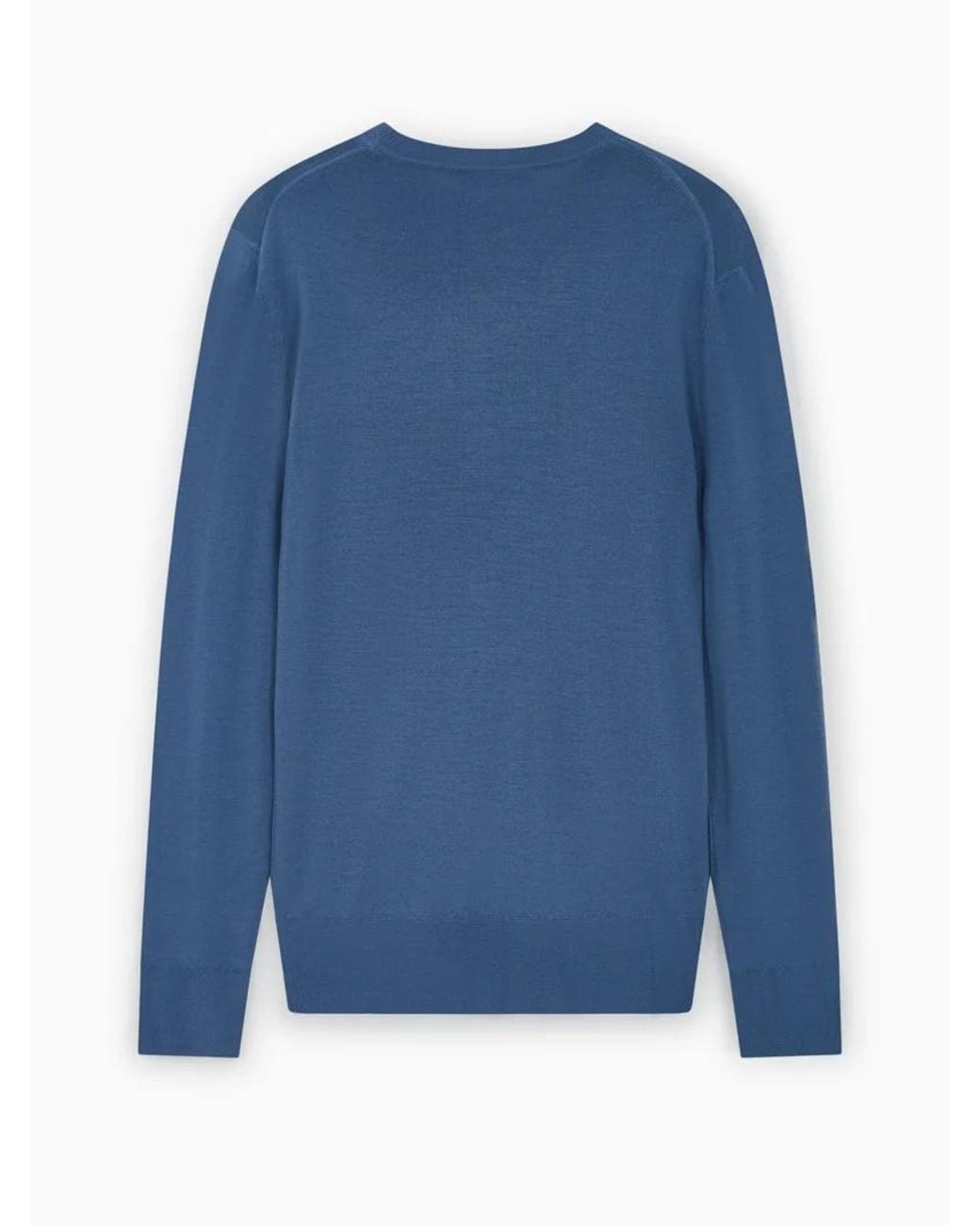 Canali Blue Round-Neck Wool T-Shirt for men