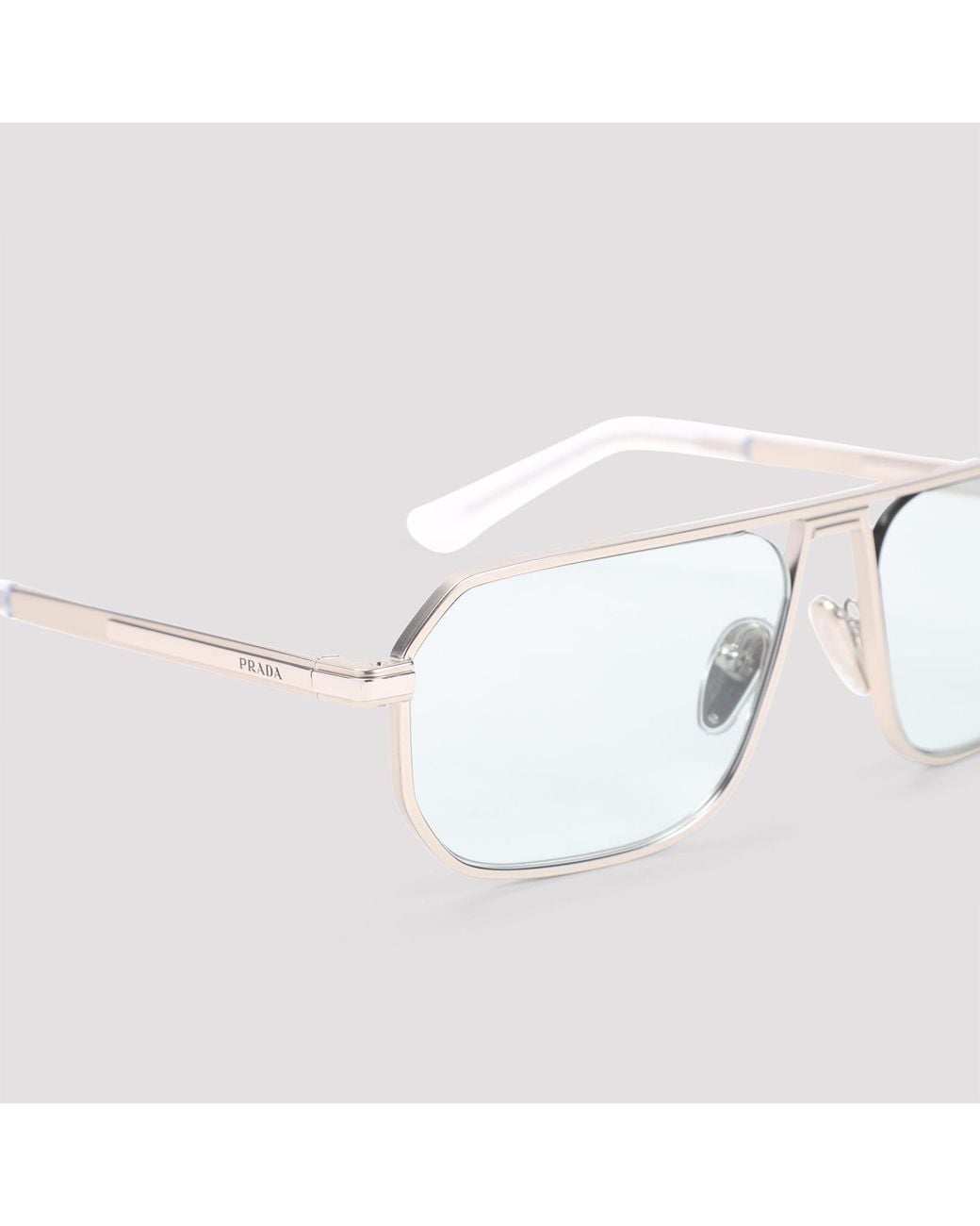 Prada White Eyewear Rectangular Frame Sunglasses for men