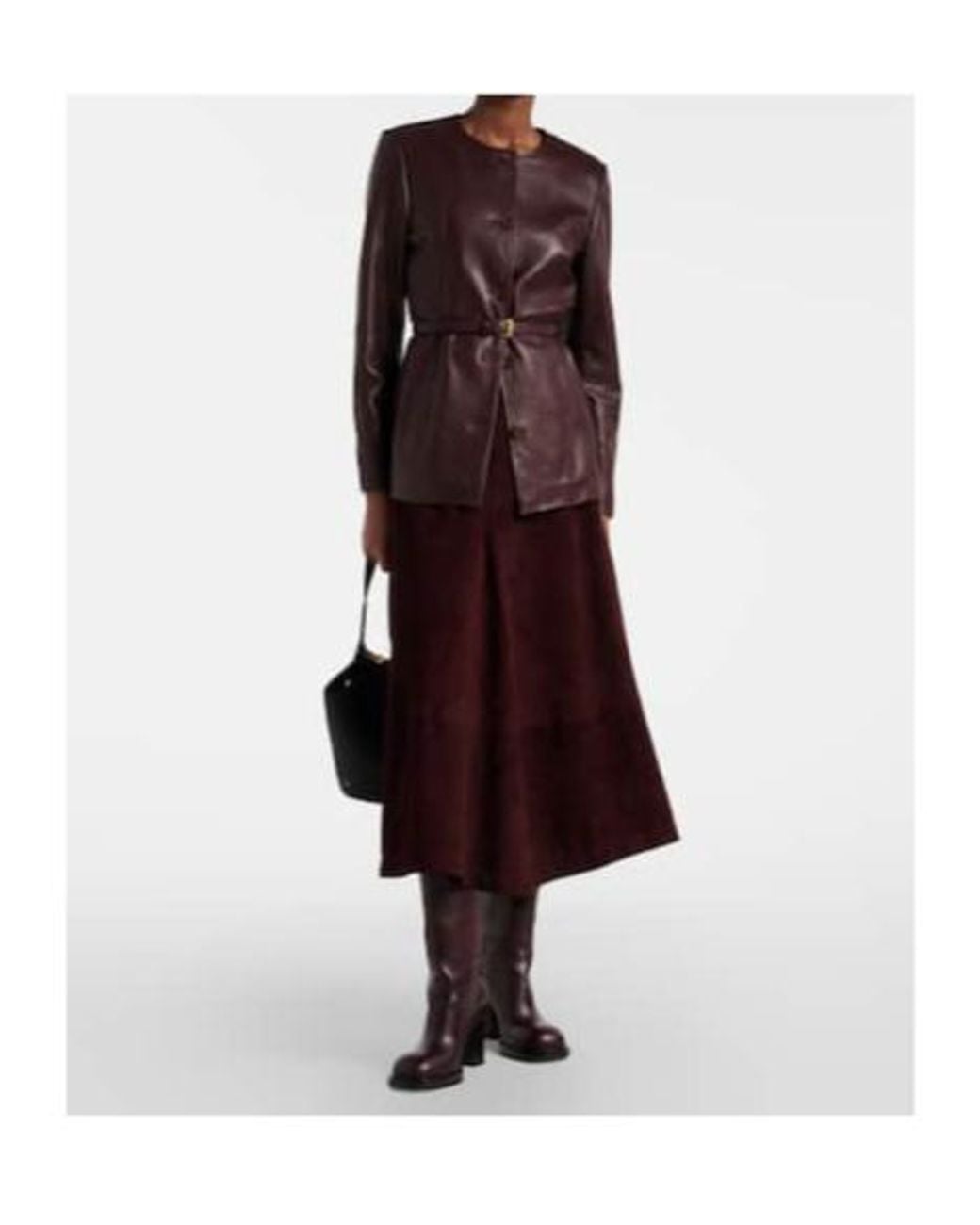 Nour Hammour Purple Opera Leather Maxi Skirt