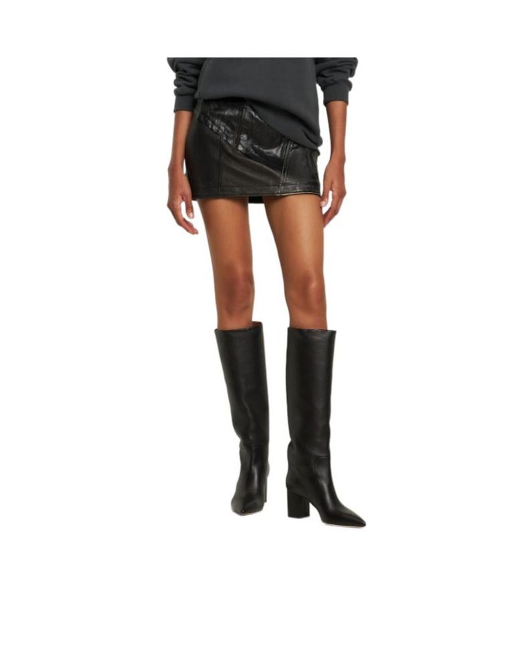 Paris Texas Black Knee-High Boots With Square Heel