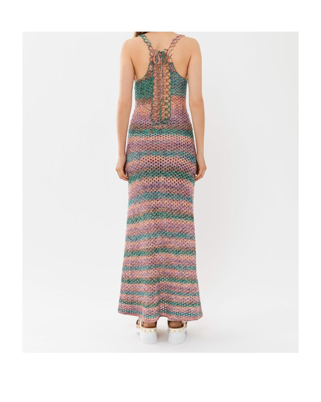 Chloé Gray Chloé Striped Sleeveless Knit Dress