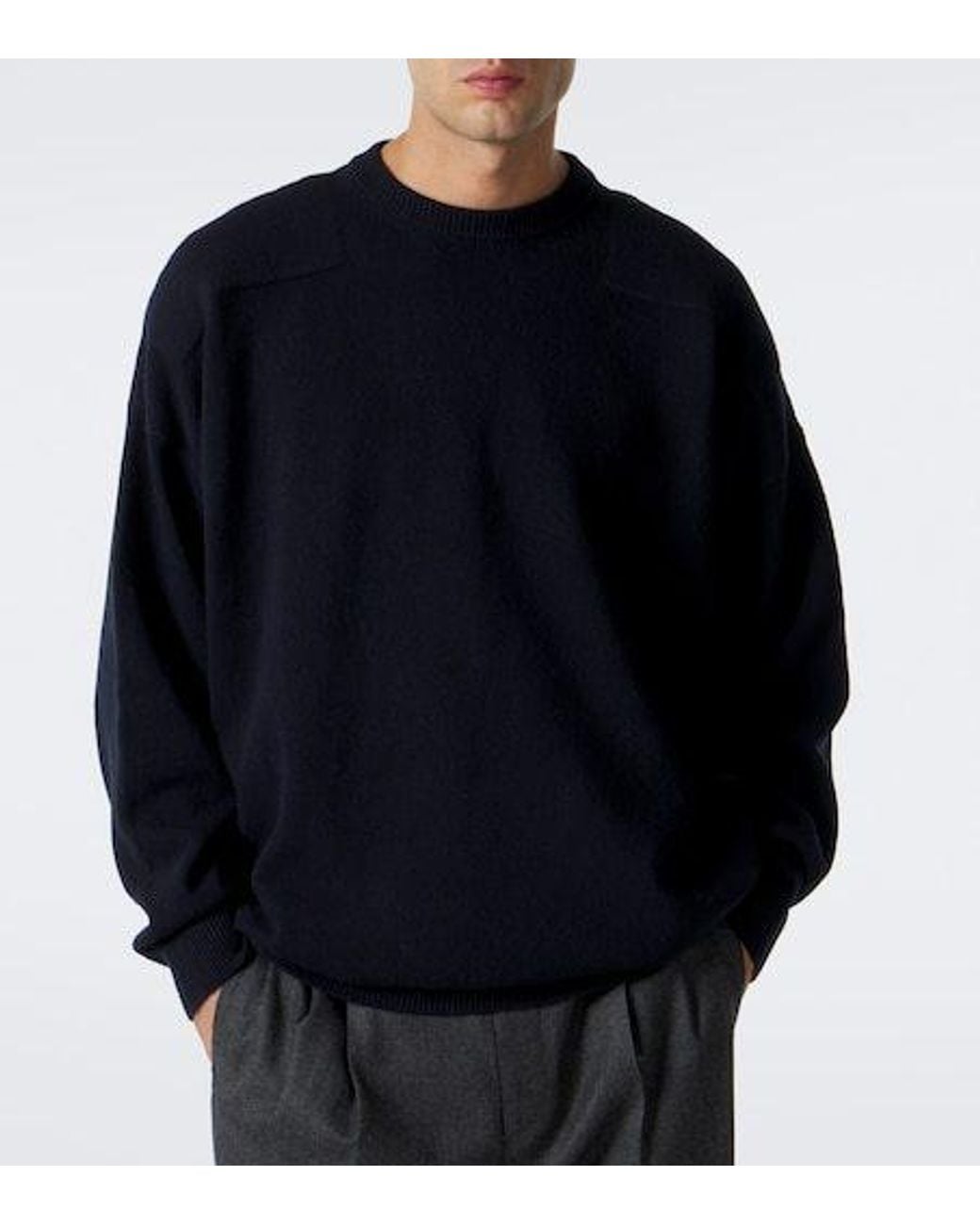 Jil Sander Blue Minimalist Wool-Blend Knit Top for men