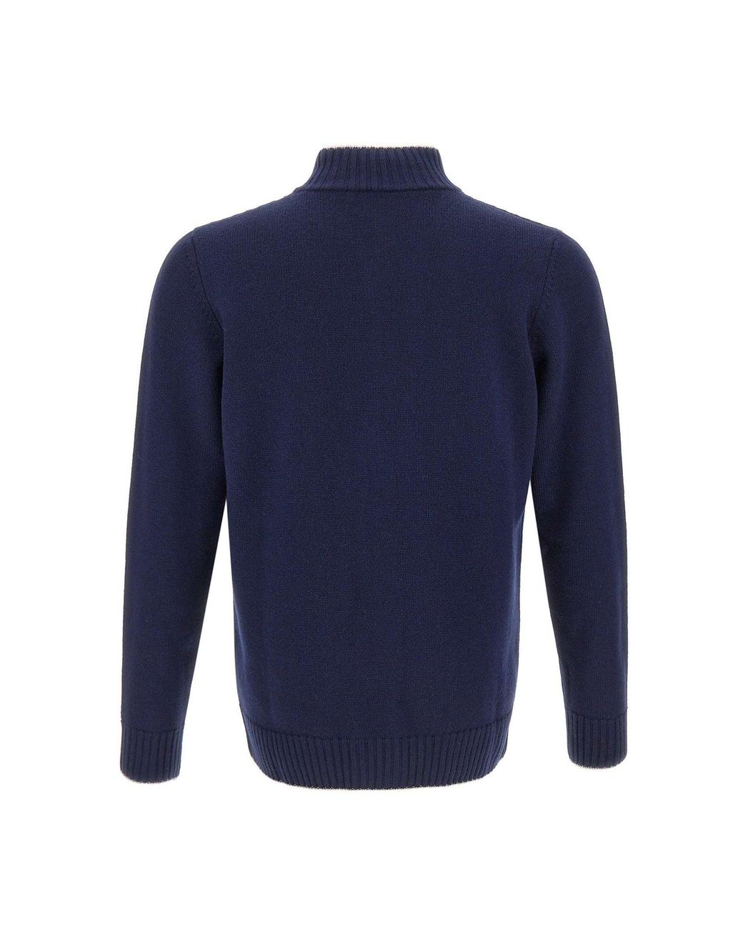 Eleventy Blue Ribbed Trim Button Cardigan for men