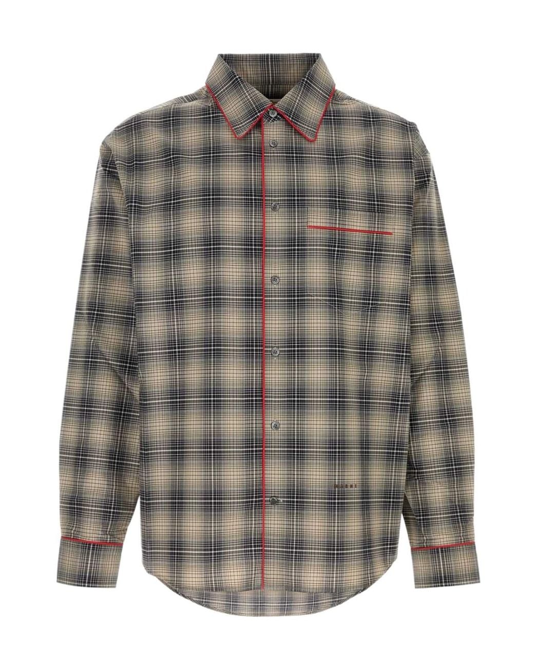 Marni Gray Check Piped Shirt for men