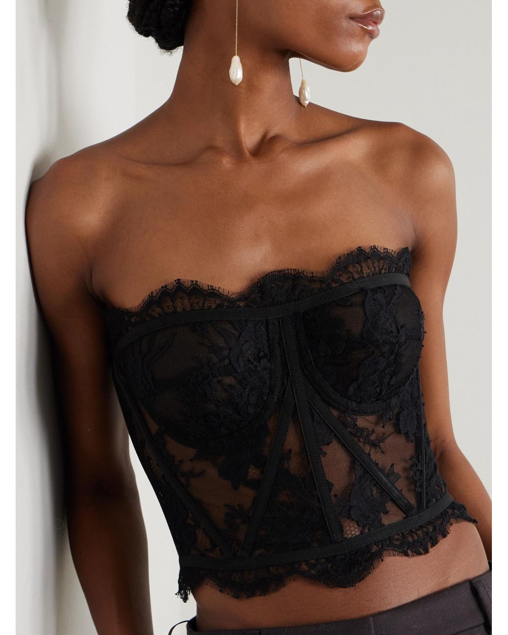 Dolce & Gabbana Black Floral Lace Corset Top