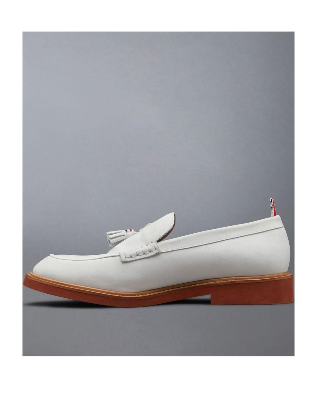 Thom Browne White Tasselled Leather Loafers for men