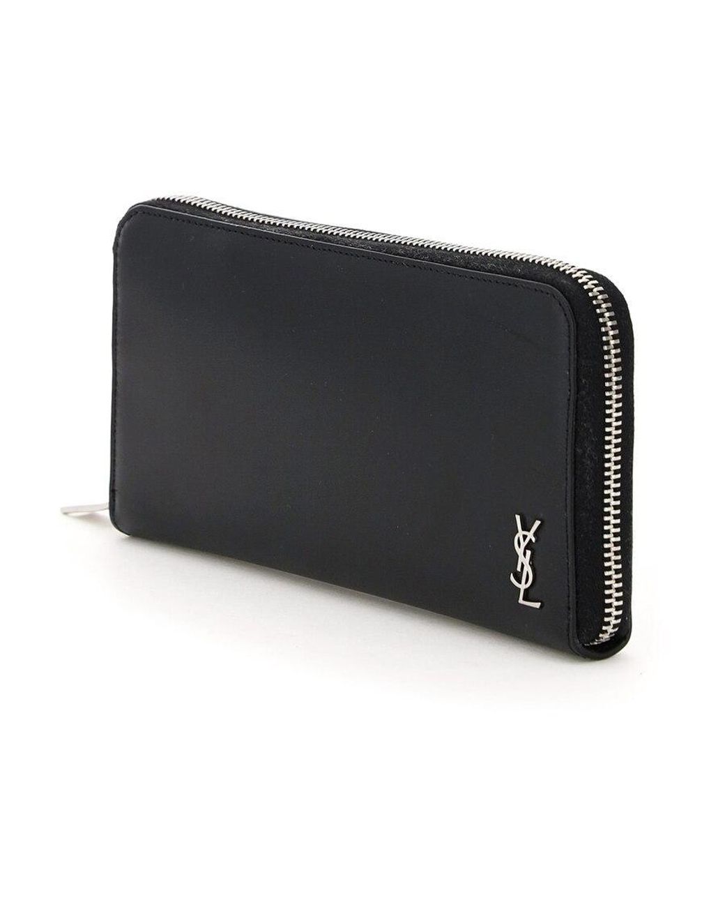 Saint Laurent Black Leather Logo-Plaque Wallet for men