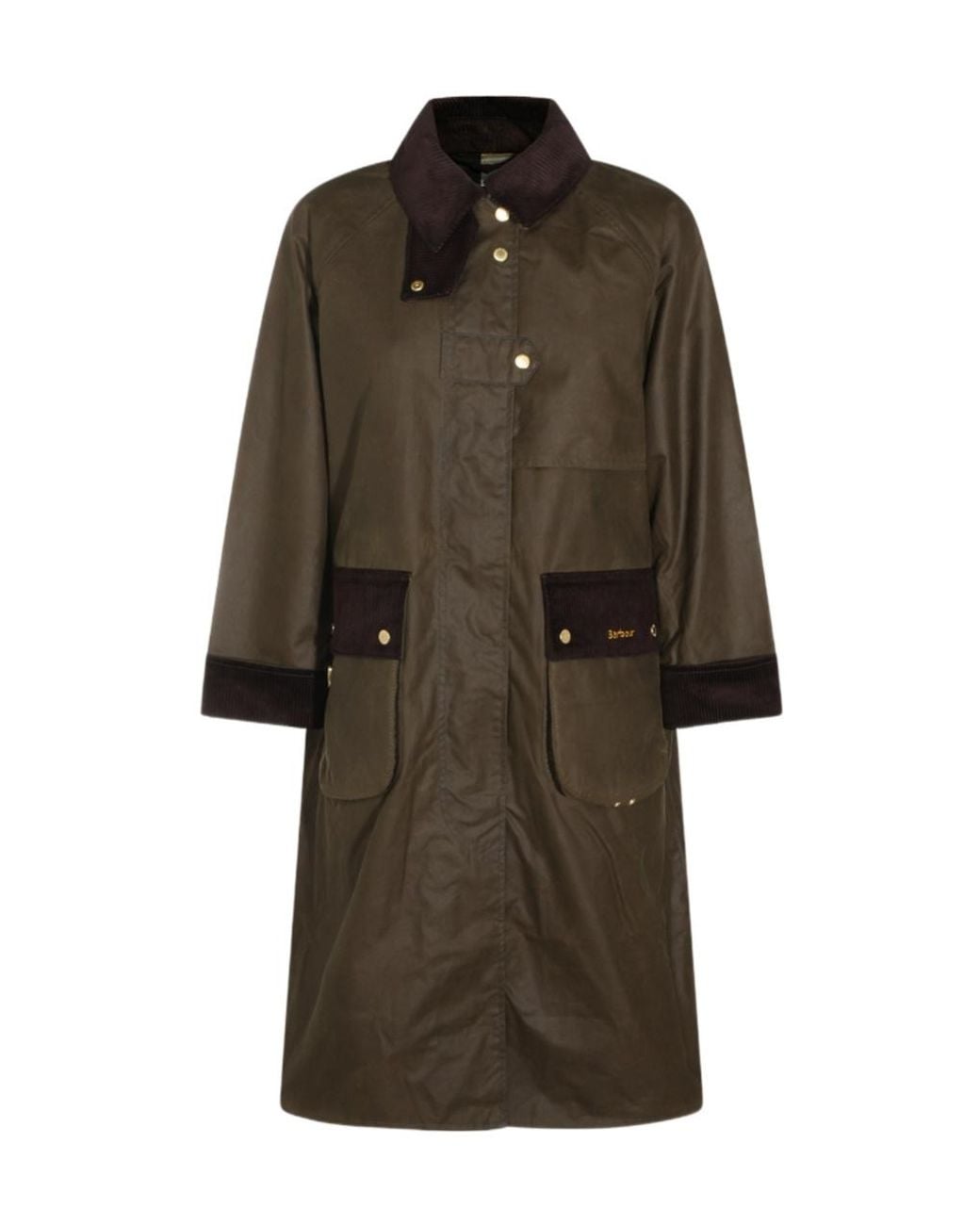 Barbour Brown Contrastcollar Long Field Coat
