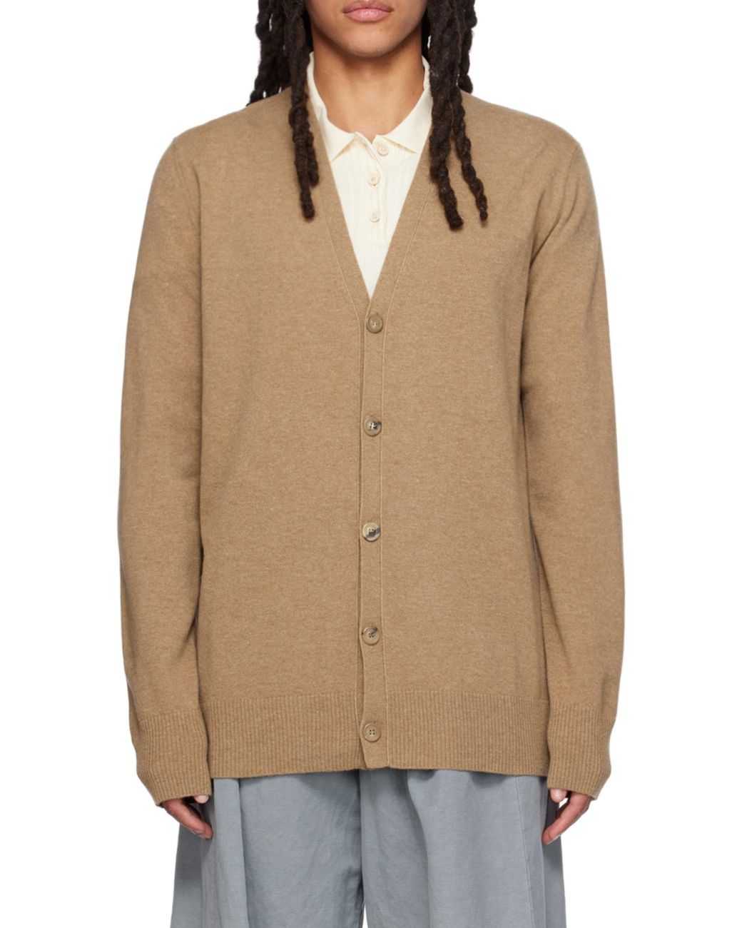 Maison Margiela Brown V-Neck Cardigan for men