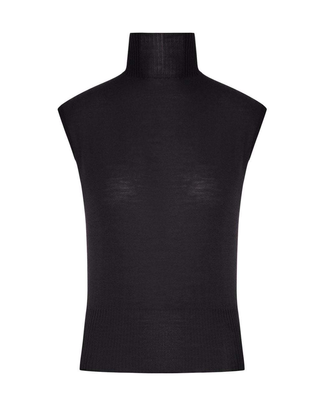 Rick Owens Black Ribbed-Knit Sleeveless Top
