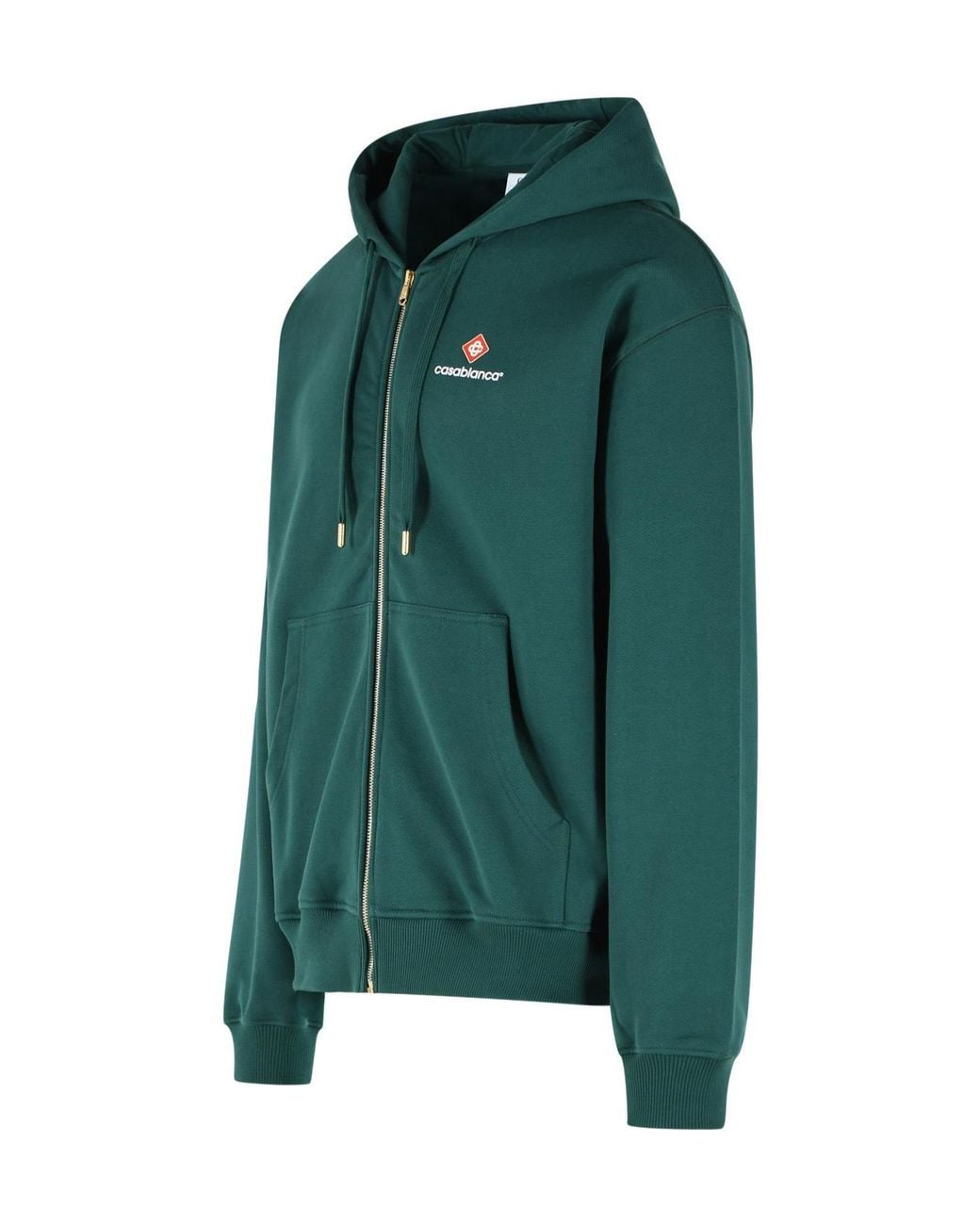 Casablanca Green Logo Zip-Up Hoodie for men