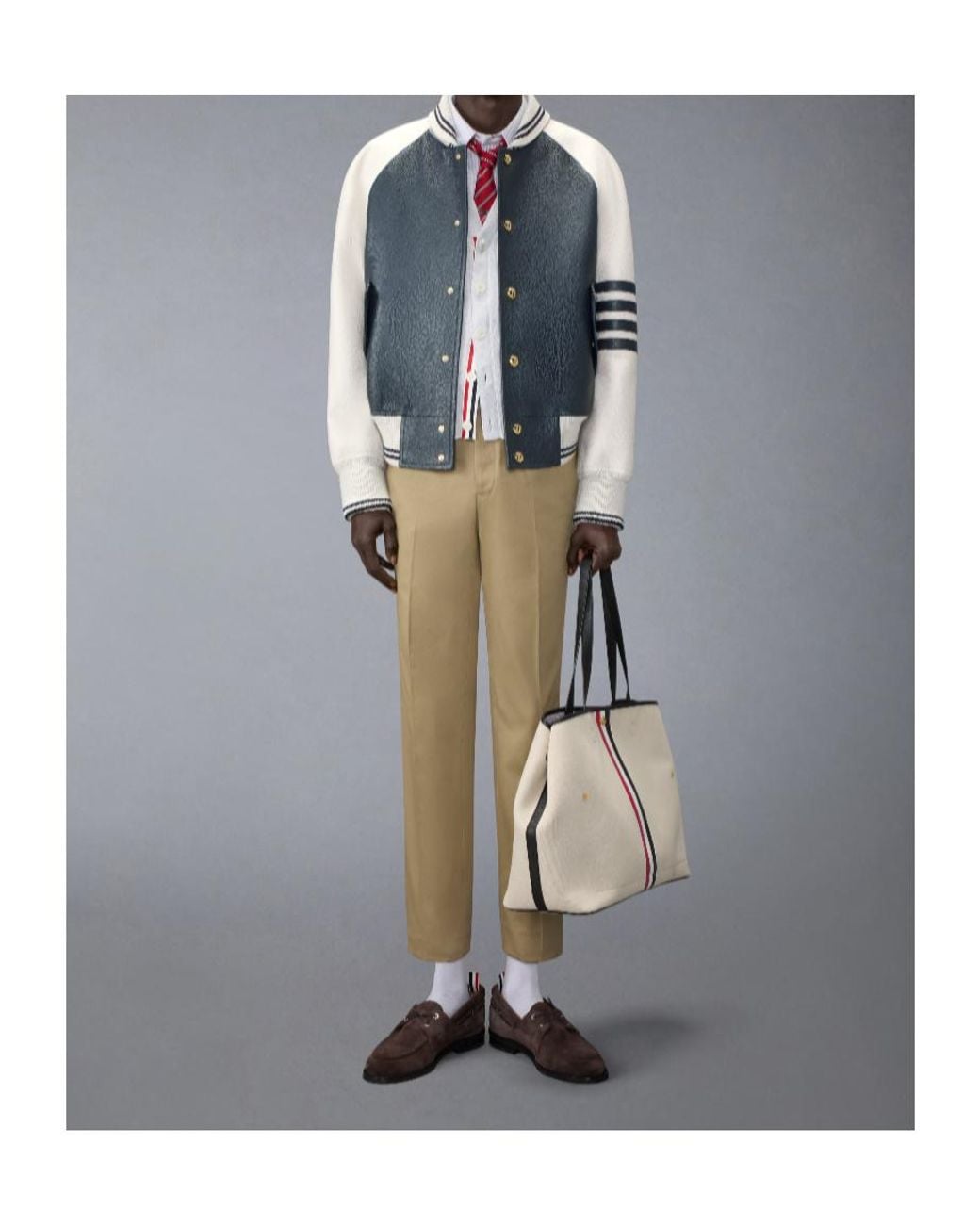 Thom Browne Gray 4-Bar Relaxed-Fit Cardigan for men