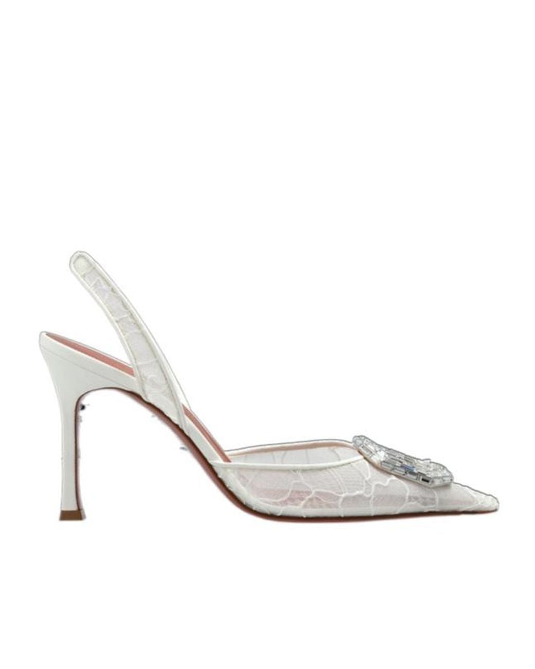 AMINA MUADDI White Lace High Heels