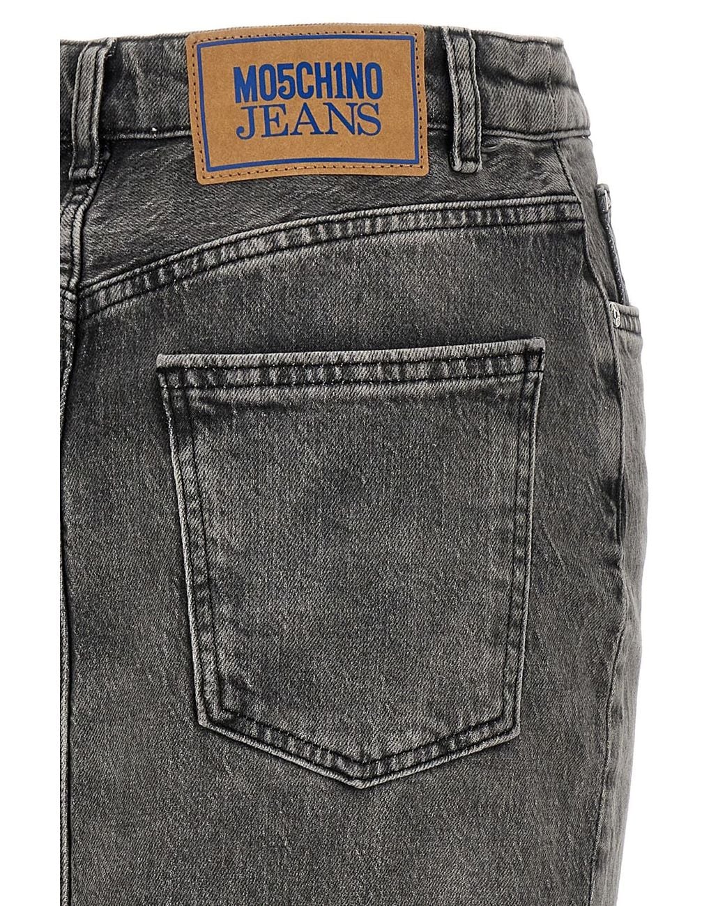 Moschino Gray Jeans Side Slit Denim Skirt