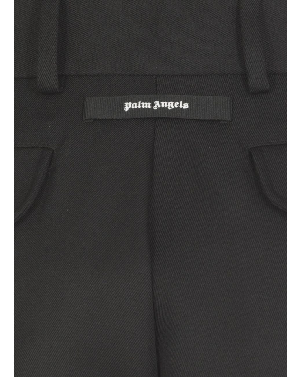 Palm Angels Black High-Waist Straight-Leg Tailored Trousers