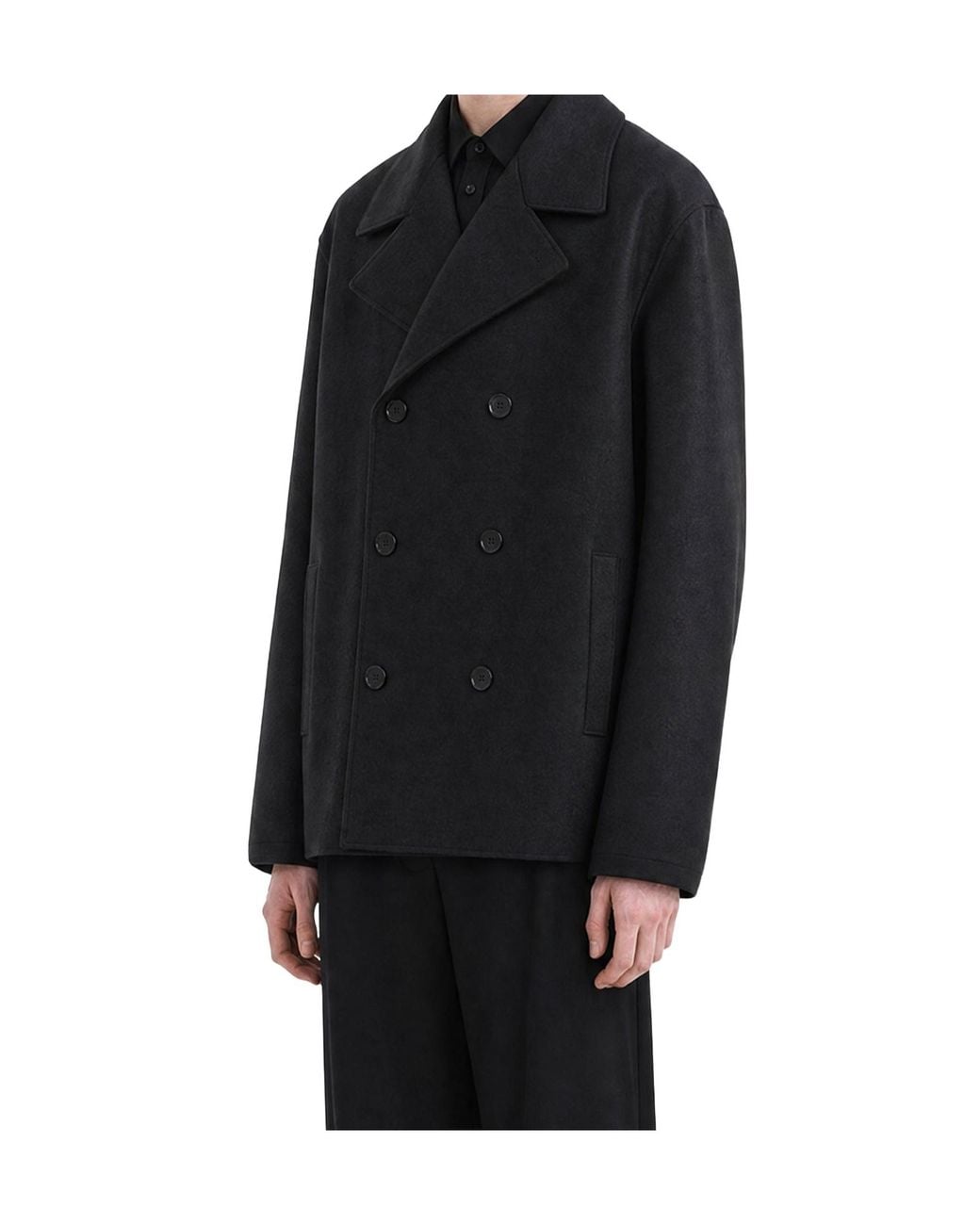 Harris Wharf London Black Double-Breasted Coat for men