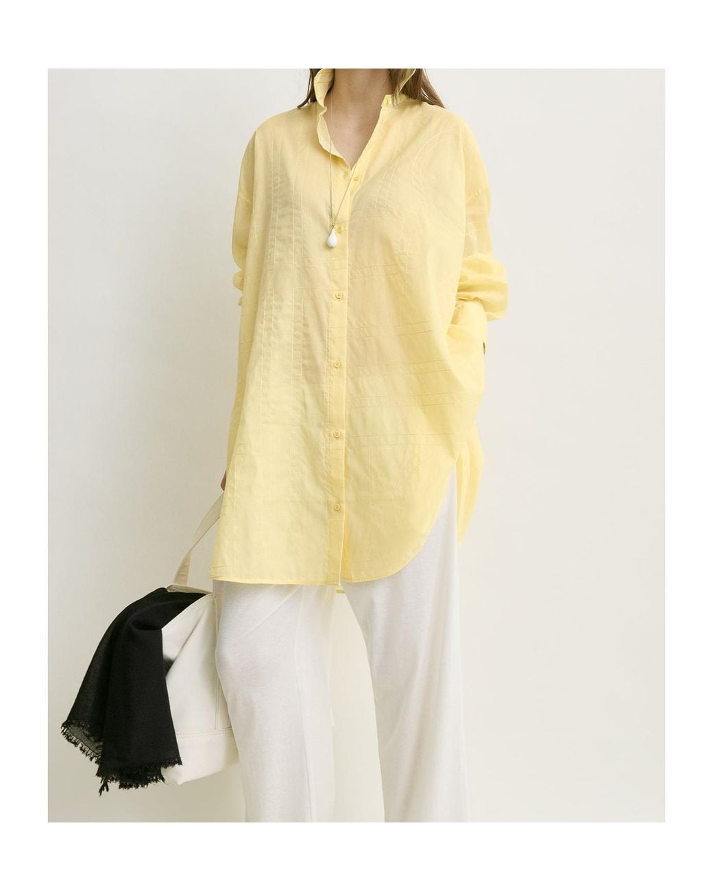 Totême Yellow Monogram-Embroidered Oversized Shirt