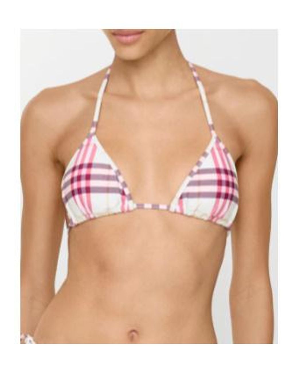 Burberry Pink Checked Halterenck Bikini Top