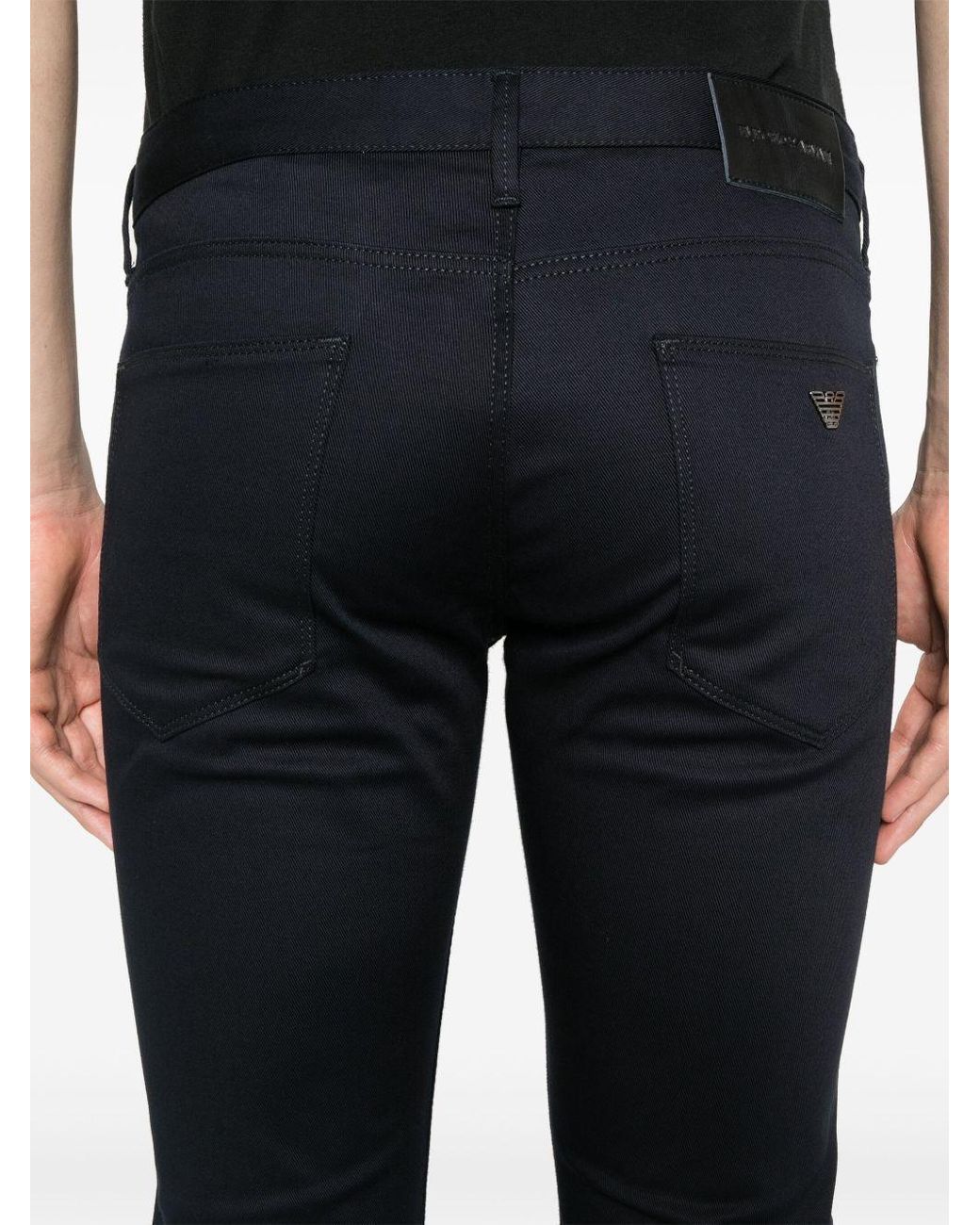 Emporio Armani Black Logo-Plaque Slim-Fit Jeans for men