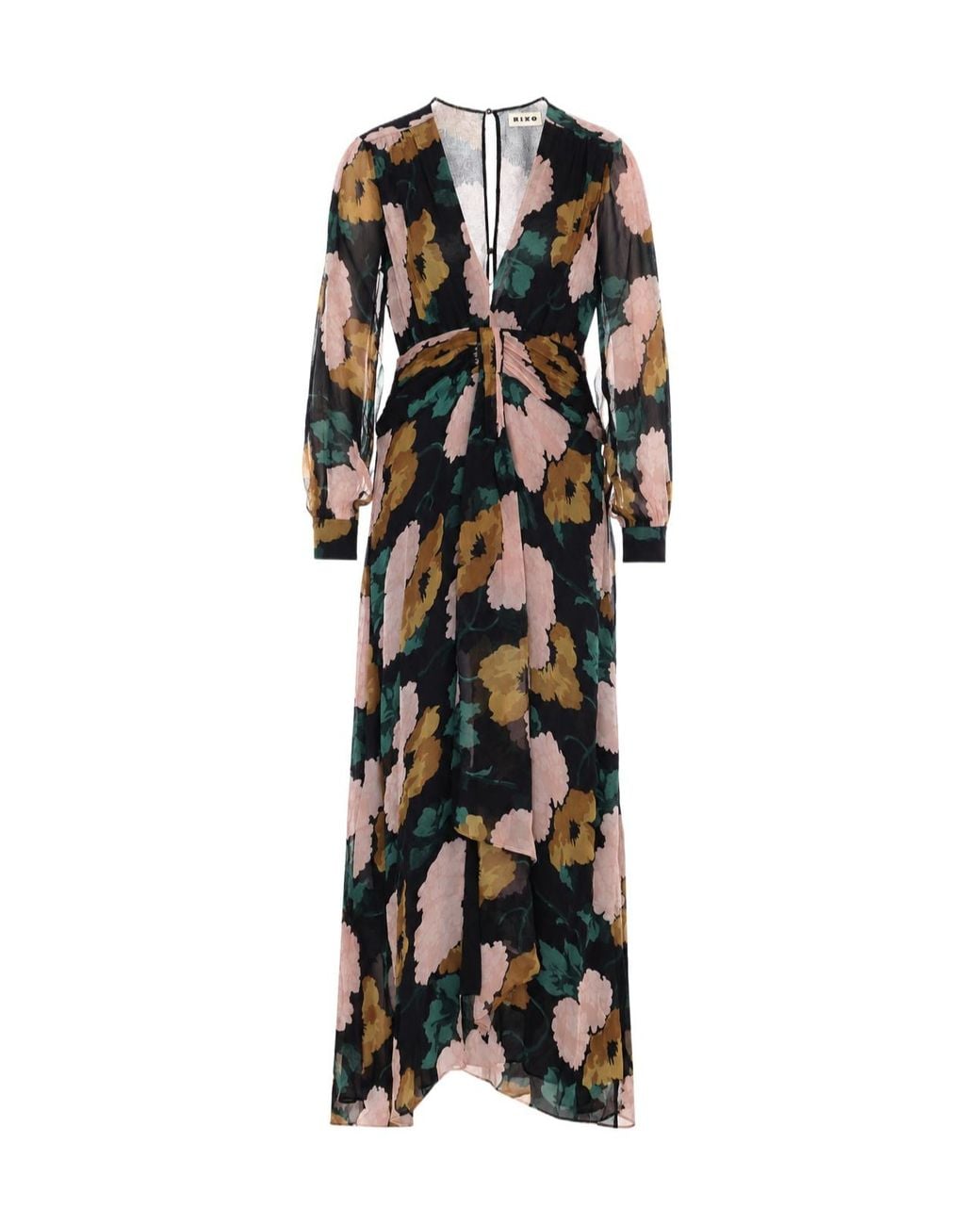 Rixo Black Meera Floral Maxi Dress