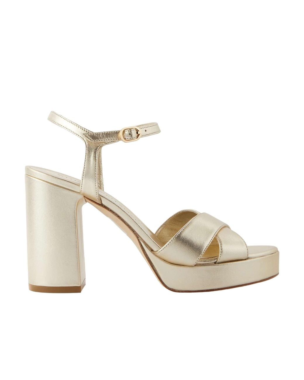 Stuart Weitzman White Round-Headed High-Heeled Sandals