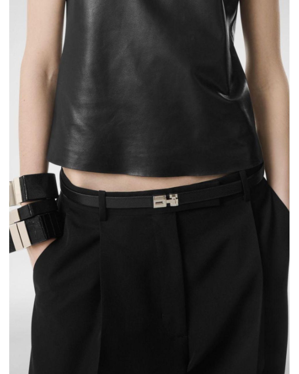 Tom Ford White Embossed Leather Slim Belt