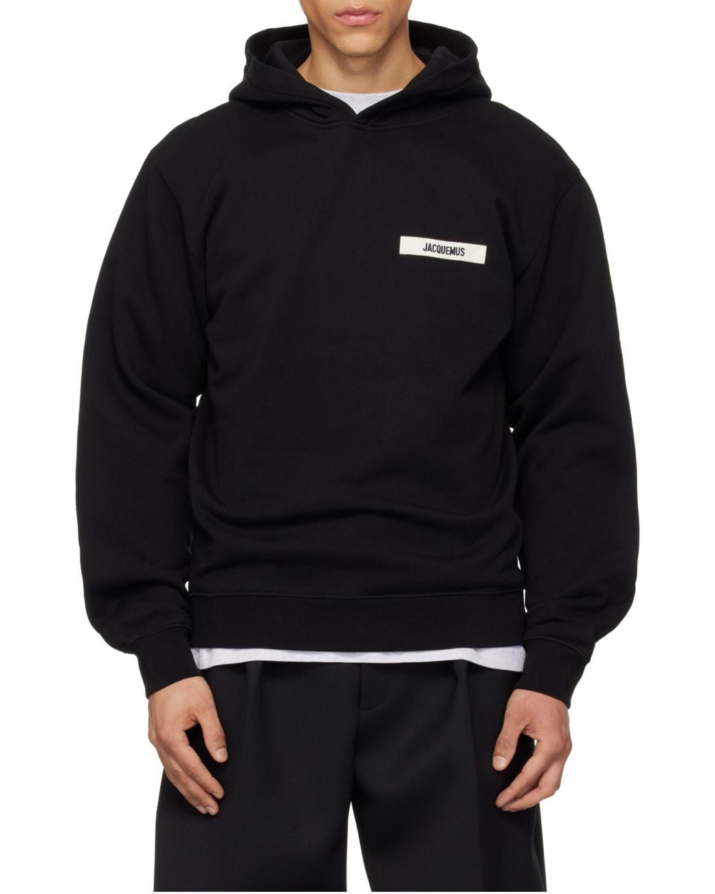 Jacquemus Blue Logo Patch Long Sleeved Hoodie for men