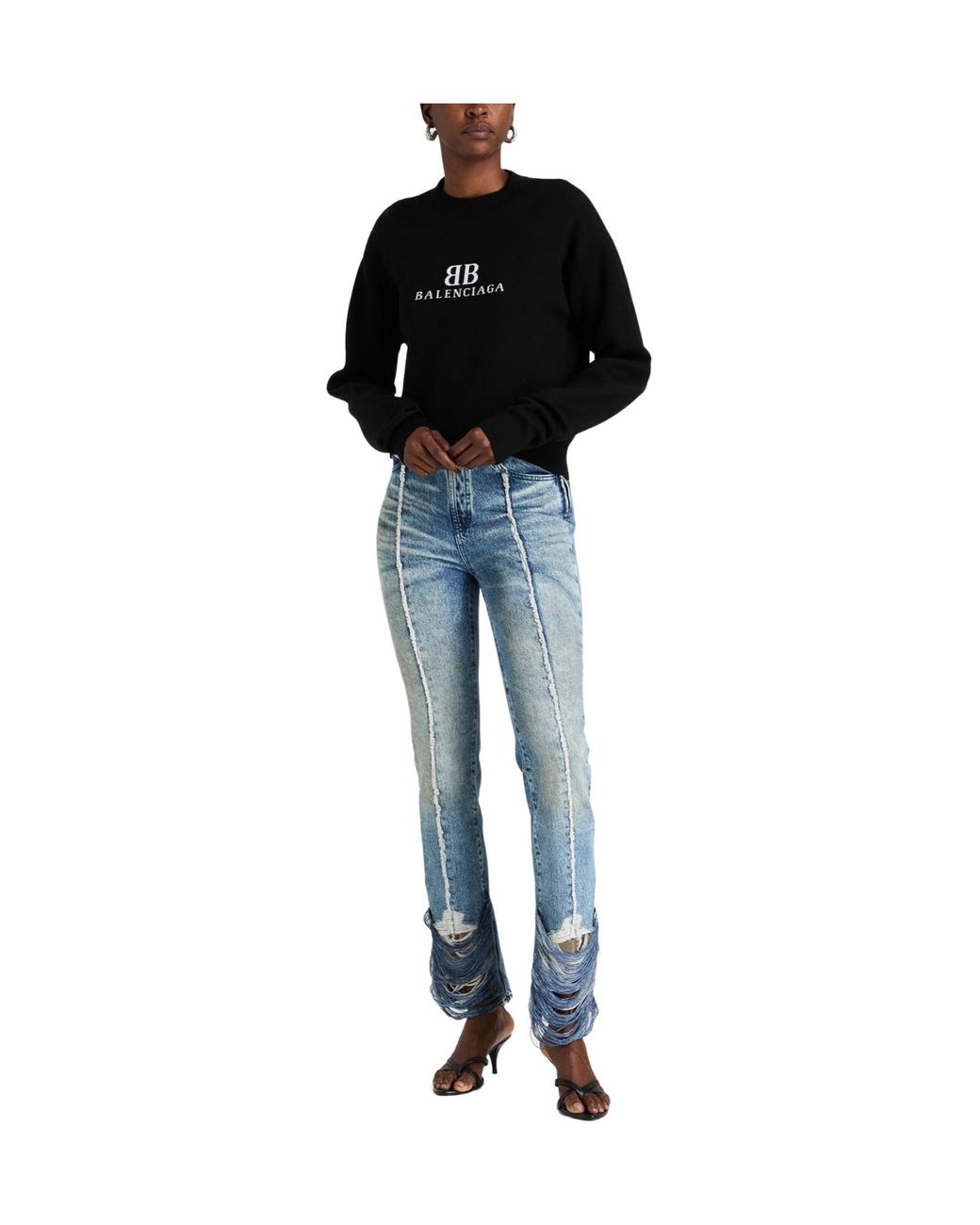 Balenciaga Black Two-Tone Thin Knit Top