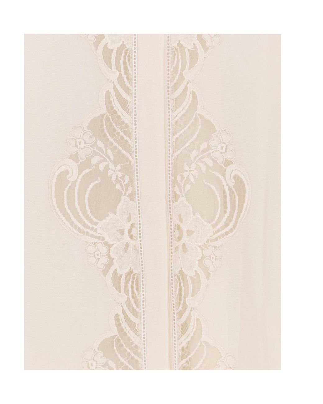 Chloé White Chloé Lace-Trim Fluid Blouse