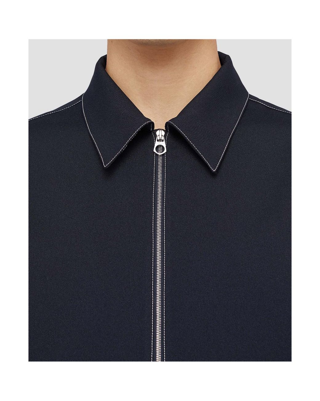 Jil Sander Blue Long Sleeved Zip-Up Shirt for men