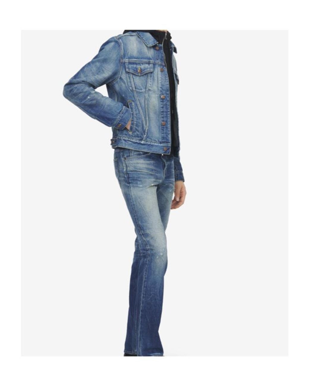 McQueen Blue Faded Panel Denim Jacket for men