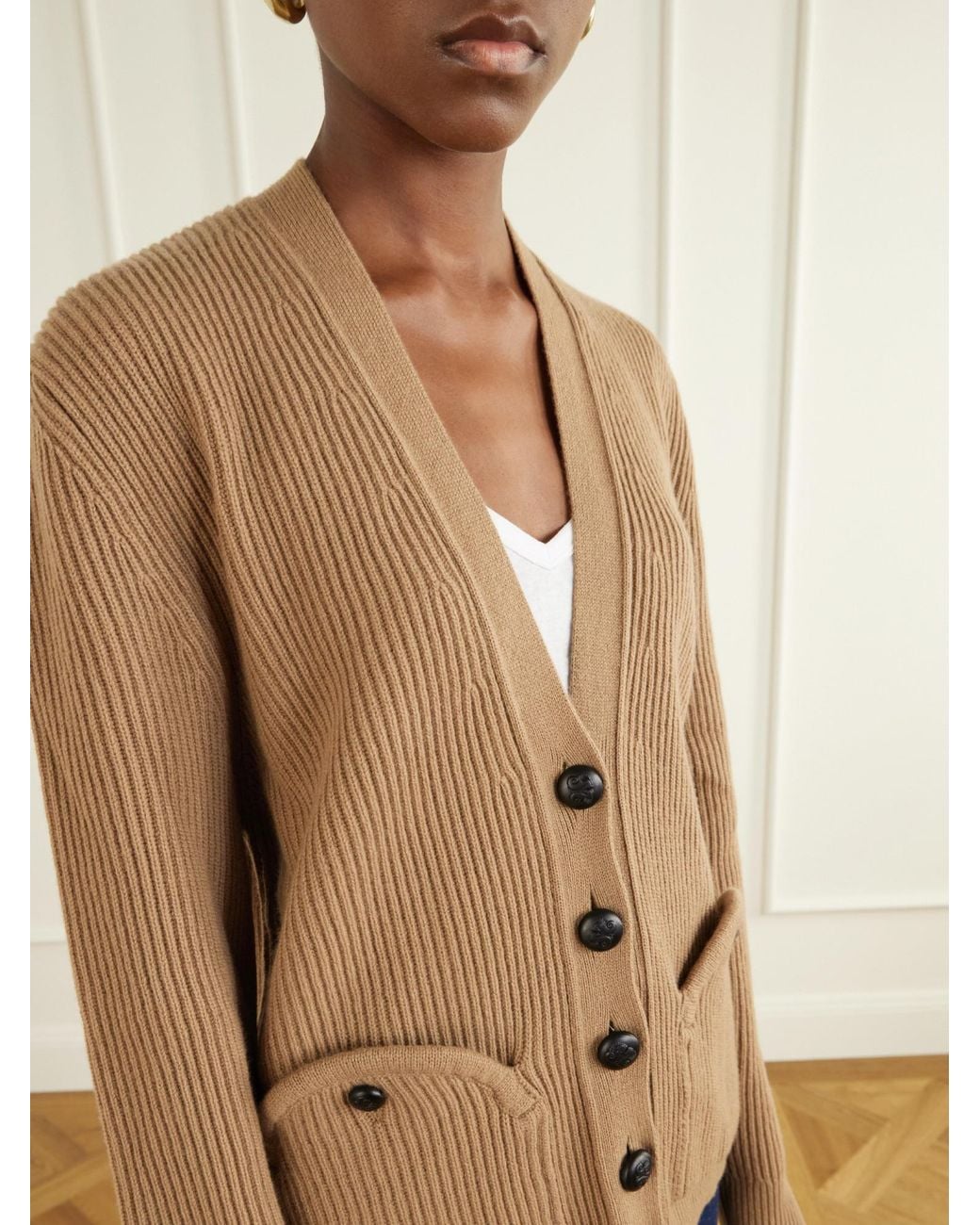 Blazé Milano Natural Ribbed Wool And Cashmere-Blend Cardigan