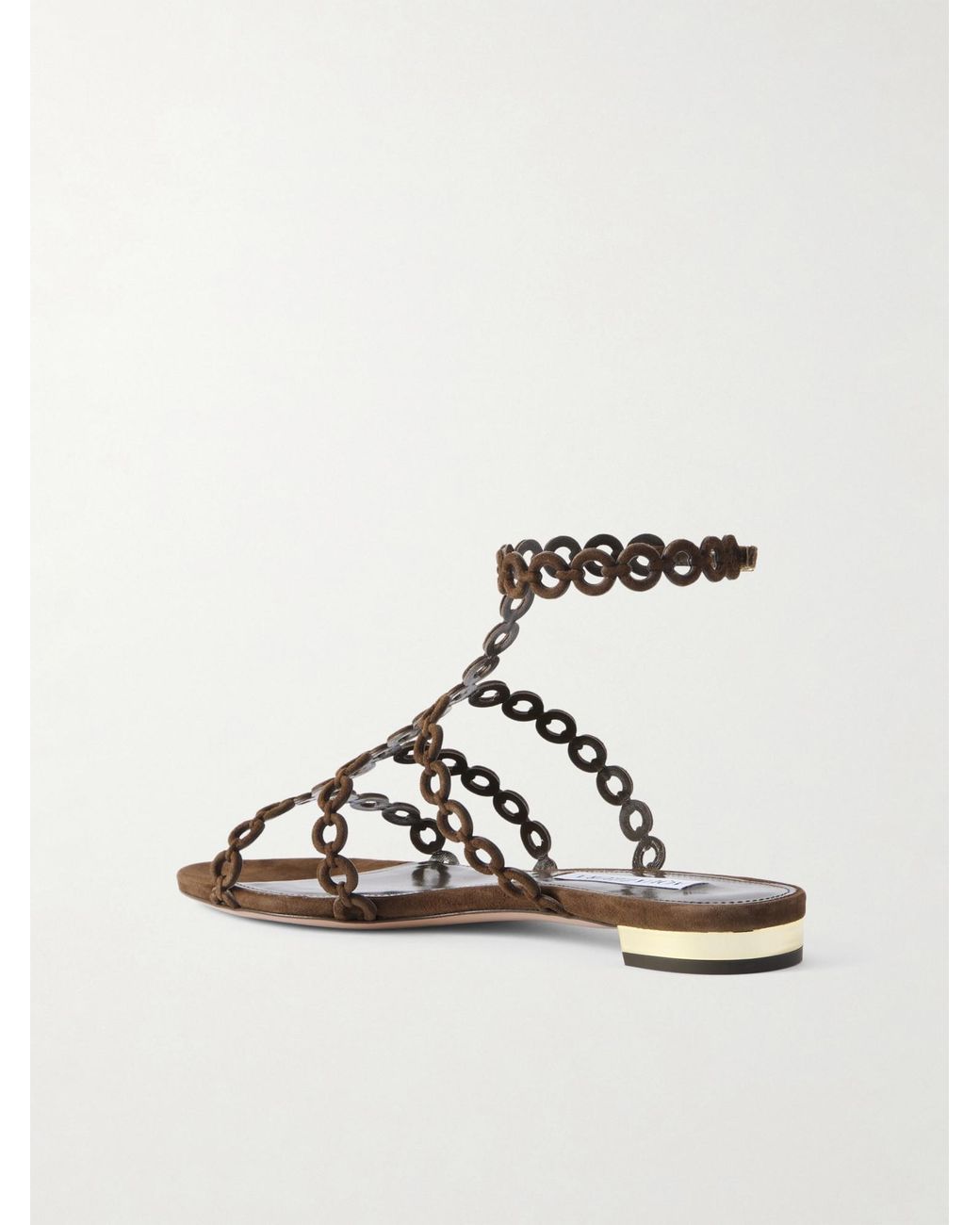 Aquazzura Brown Cut-Out Leather Sandals