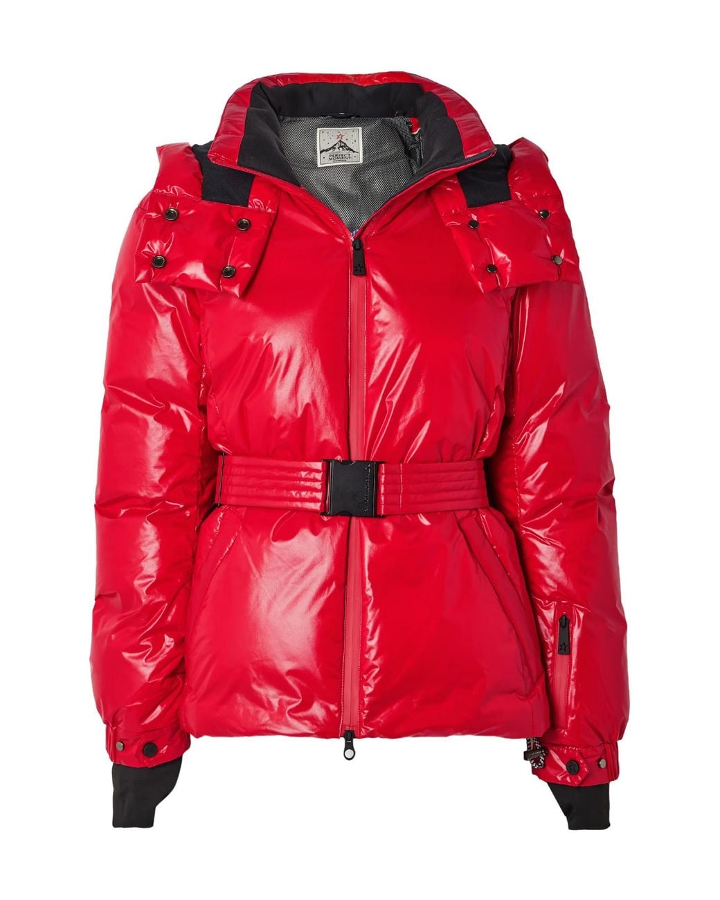 Perfect Moment Red Candice Hooded Belted Down Ski Jacket