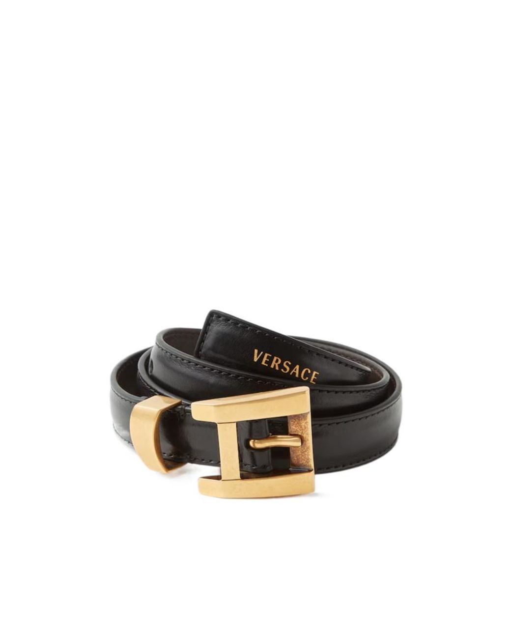 Versace Black Logo Leather Belt