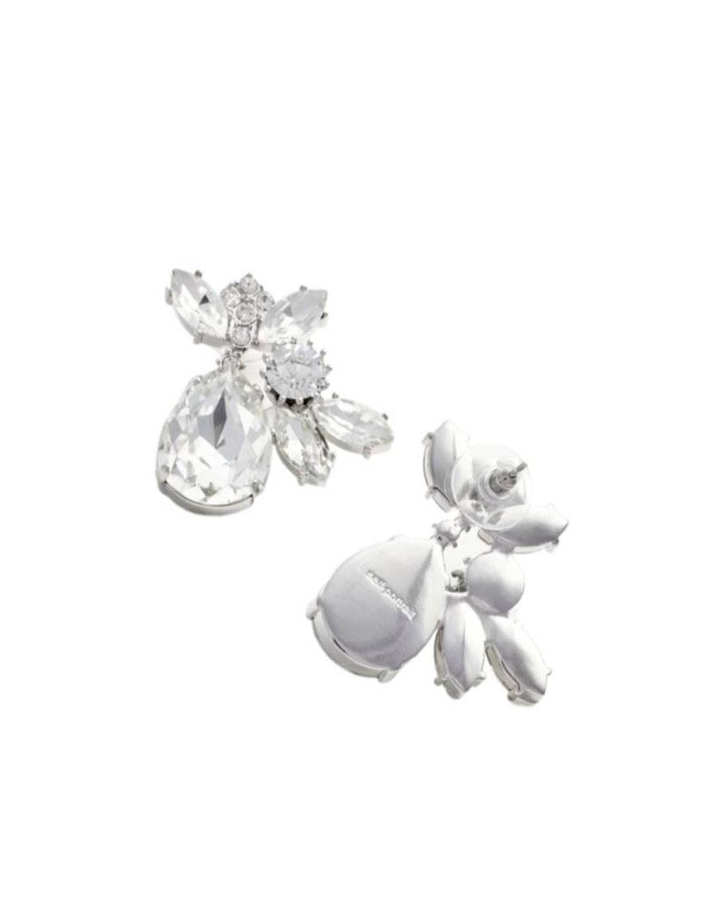Self-Portrait White Crystal Drop Earrings
