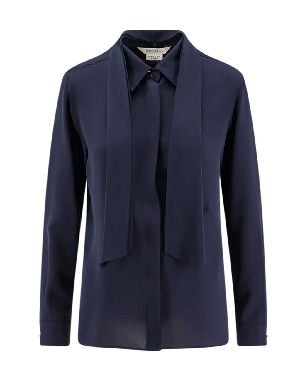 Max Mara Blue Mxmcolmo Tie Neck Blouse