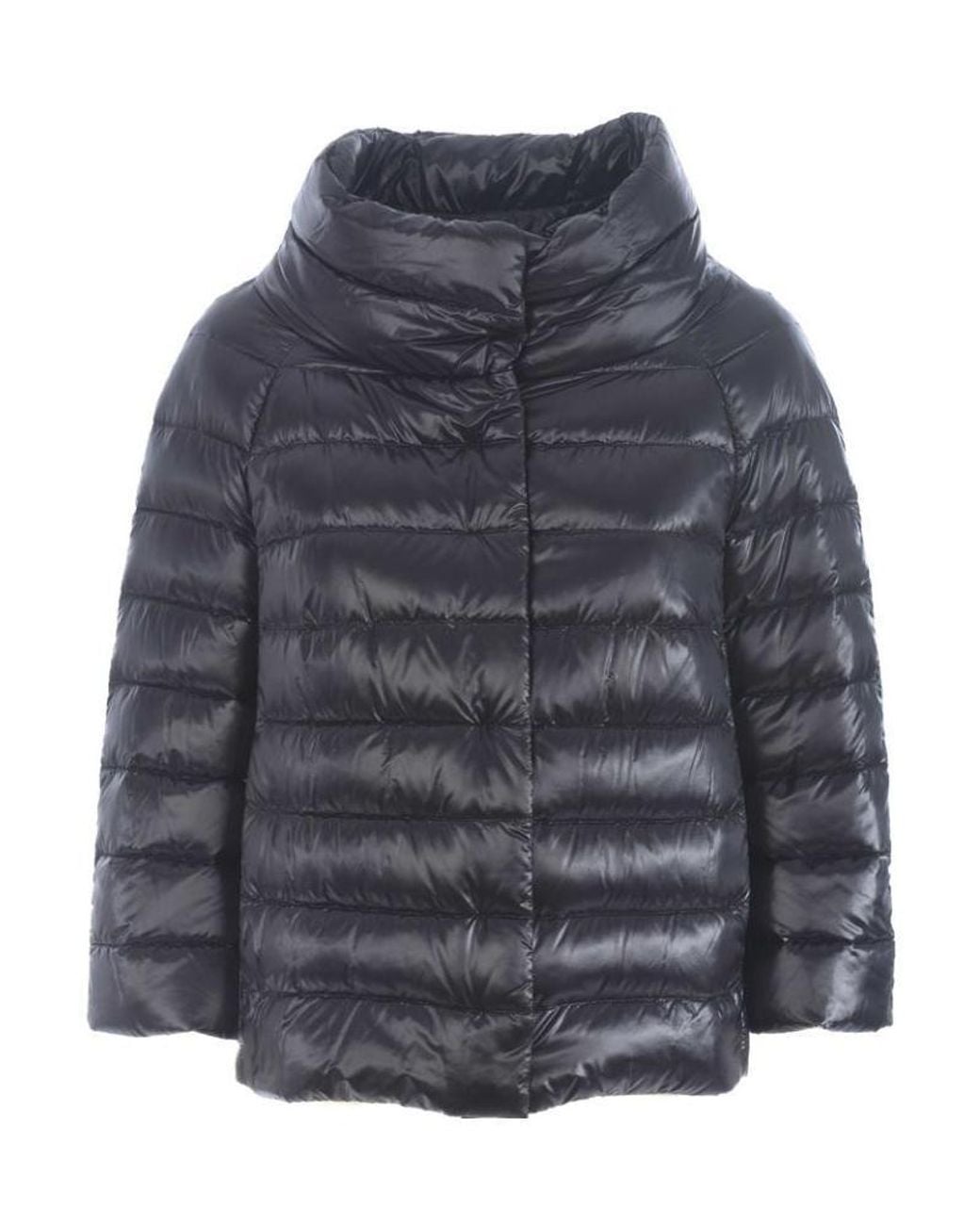 Herno Blue Three-Quarter Sleeve Quilted Down Jacket