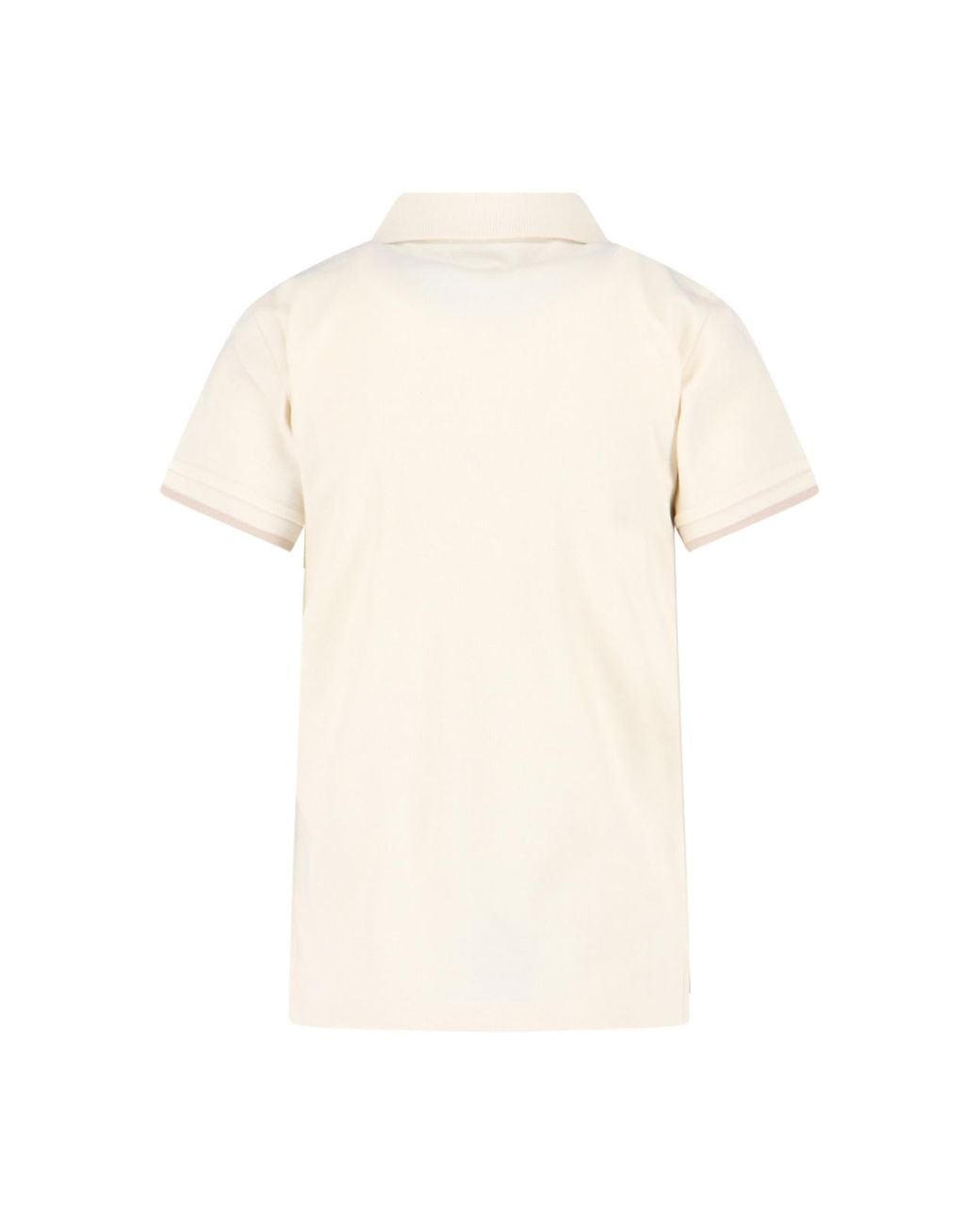 Moncler White Logo Patch Short-Sleeved Polo Shirt