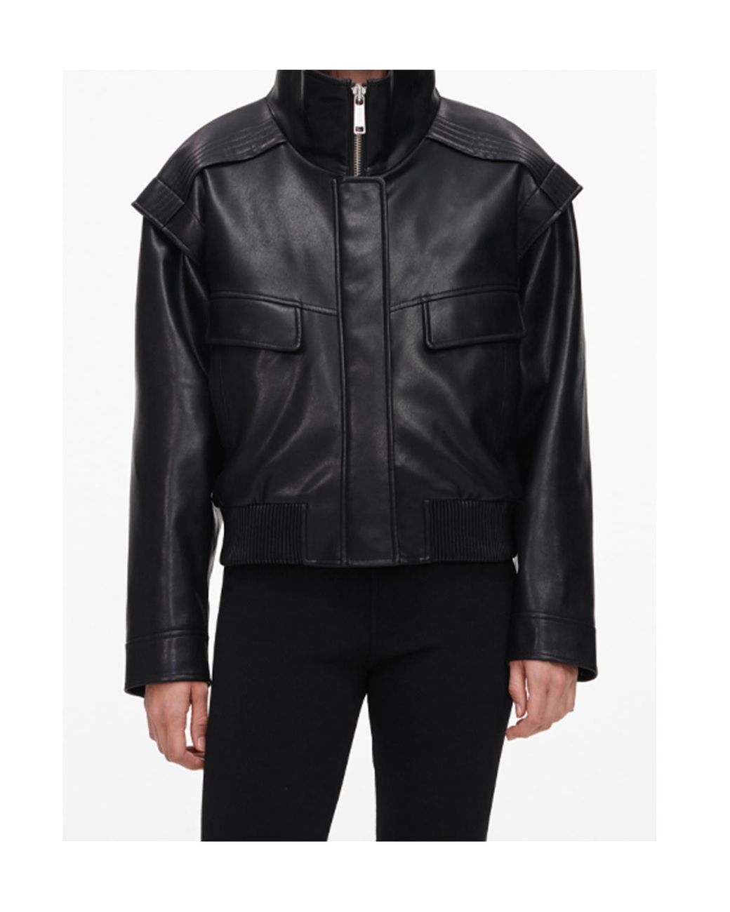 Self-Portrait Black Zip-Front Bomber Jacket