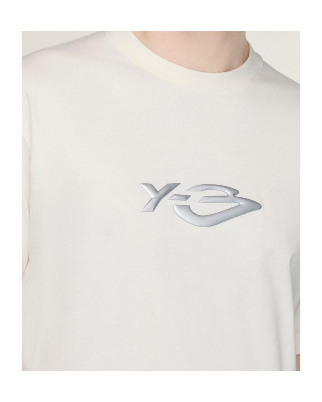Y-3 White Logo Crew-Neck T-Shirt for men