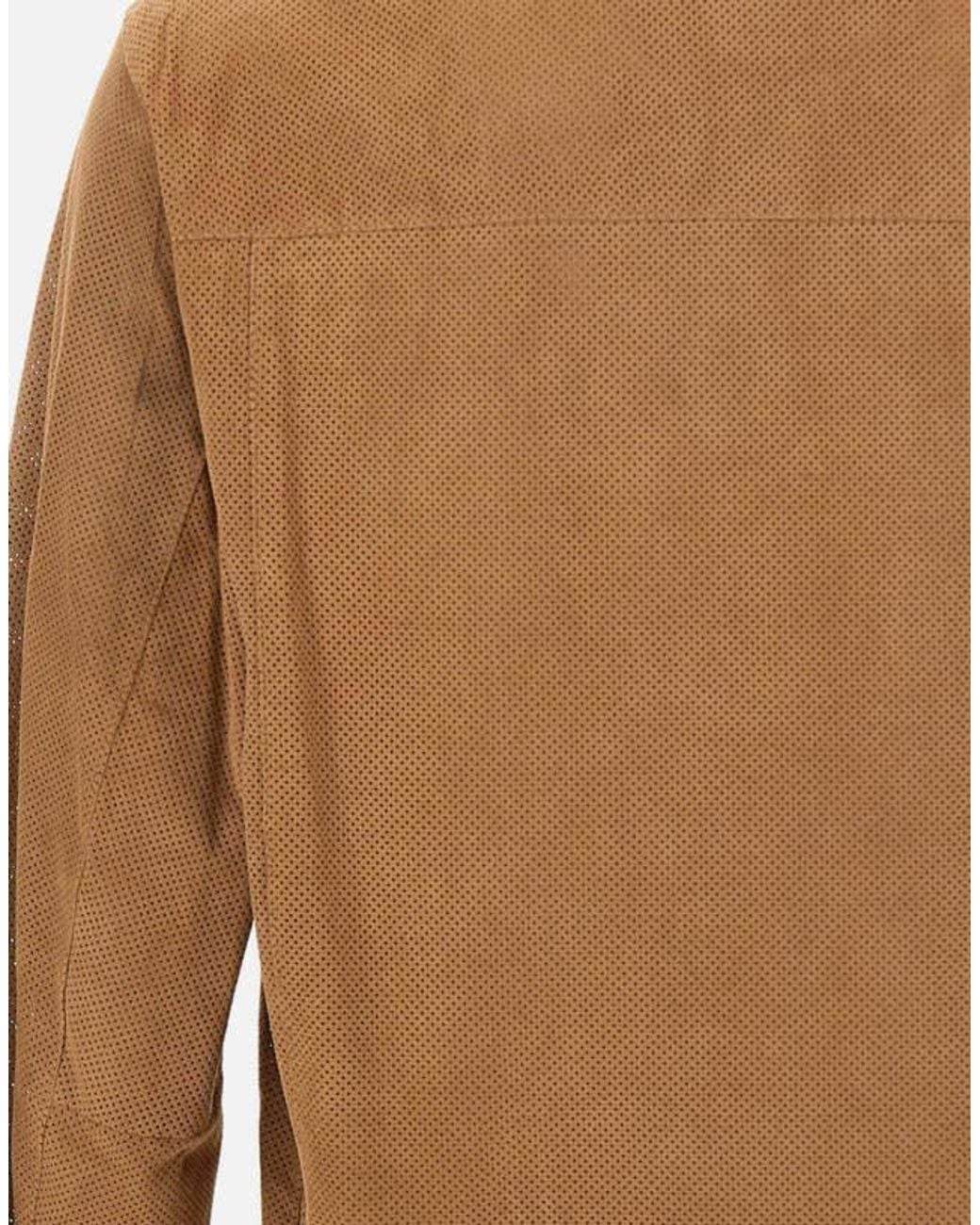 Boss Brown Perforated Button-Up Jacket for men
