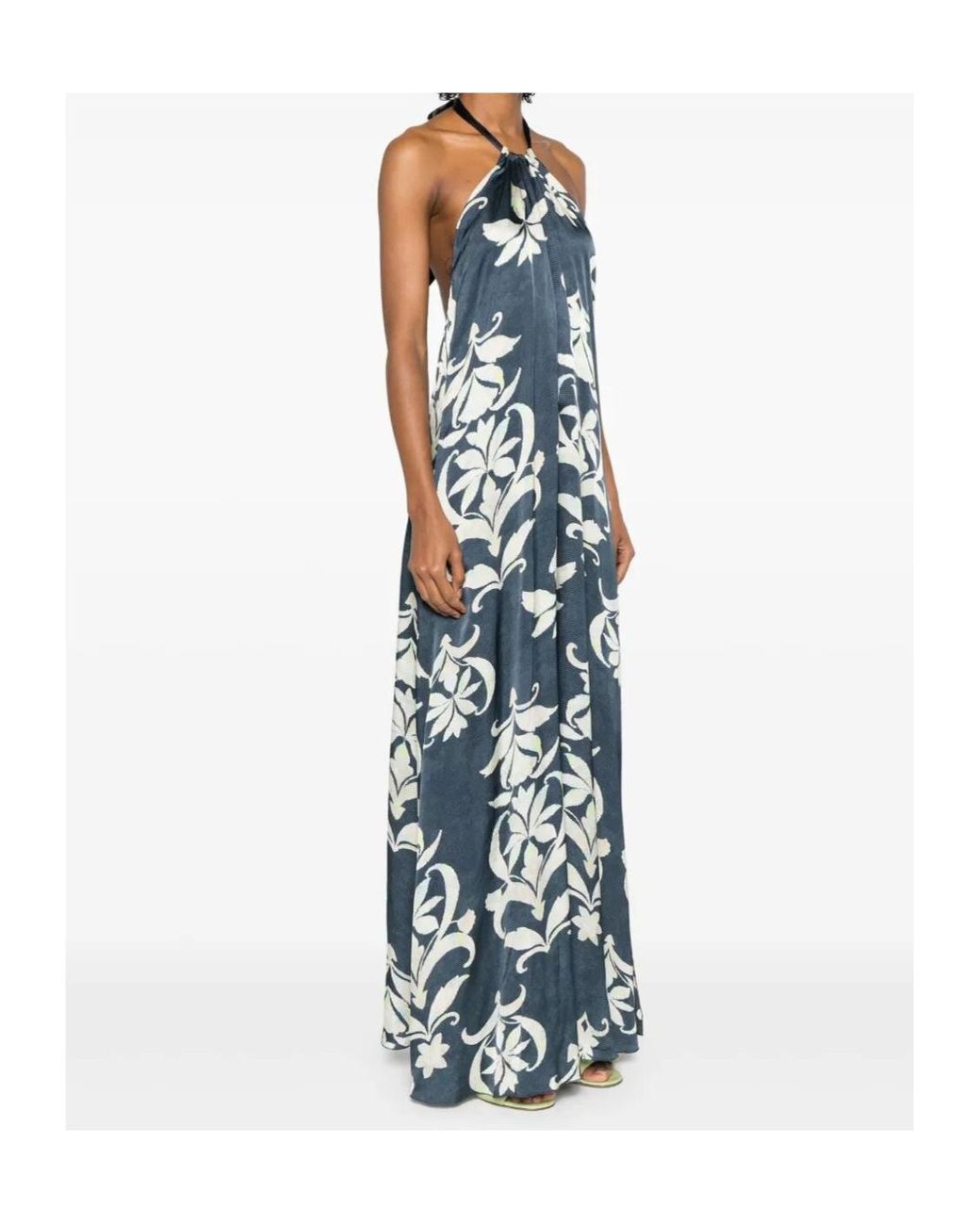 Forte Forte ドレス floral flared maxi dress Forte Forte Floral Halter Neck Maxi Dress in Blue | Lyst
