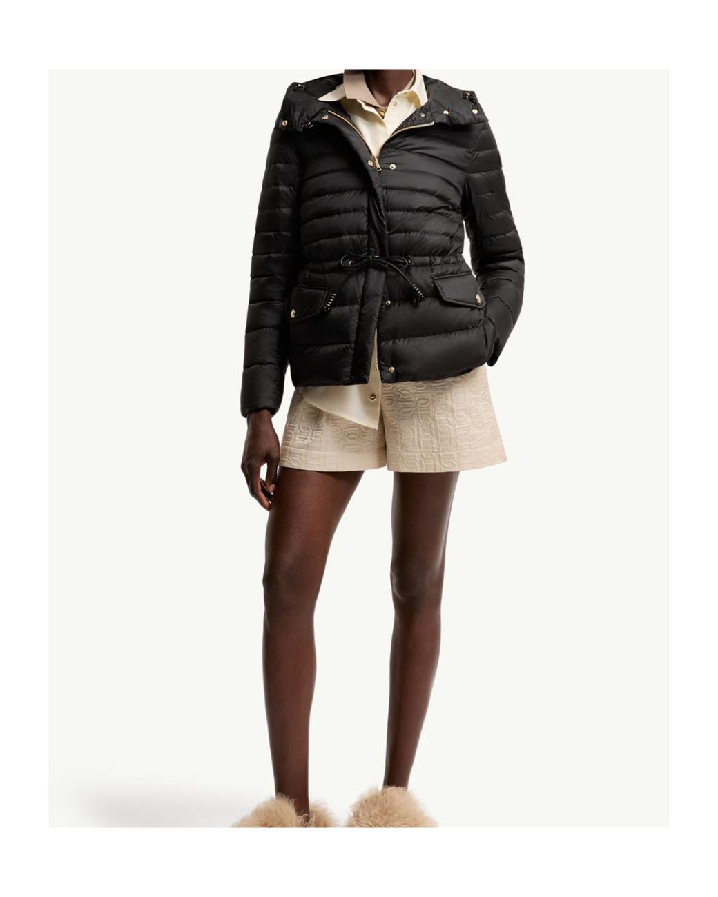 Moncler Black Raies Hooded Short Down Jacket