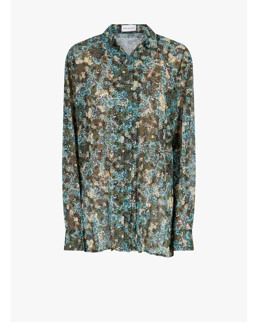 Dries Van Noten Green Pleated Shirt